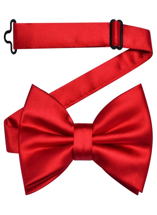 Branduce Red Bow Tie for Men Pre-tied Adjustable Silk Blend Bowties for Wedding Party (BB05-01) - Image 1